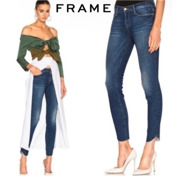 FRAME Denim Le Skinny De Jeanne Tulip Hem Ankle Jeans size 28 York - Picture 16 of 16